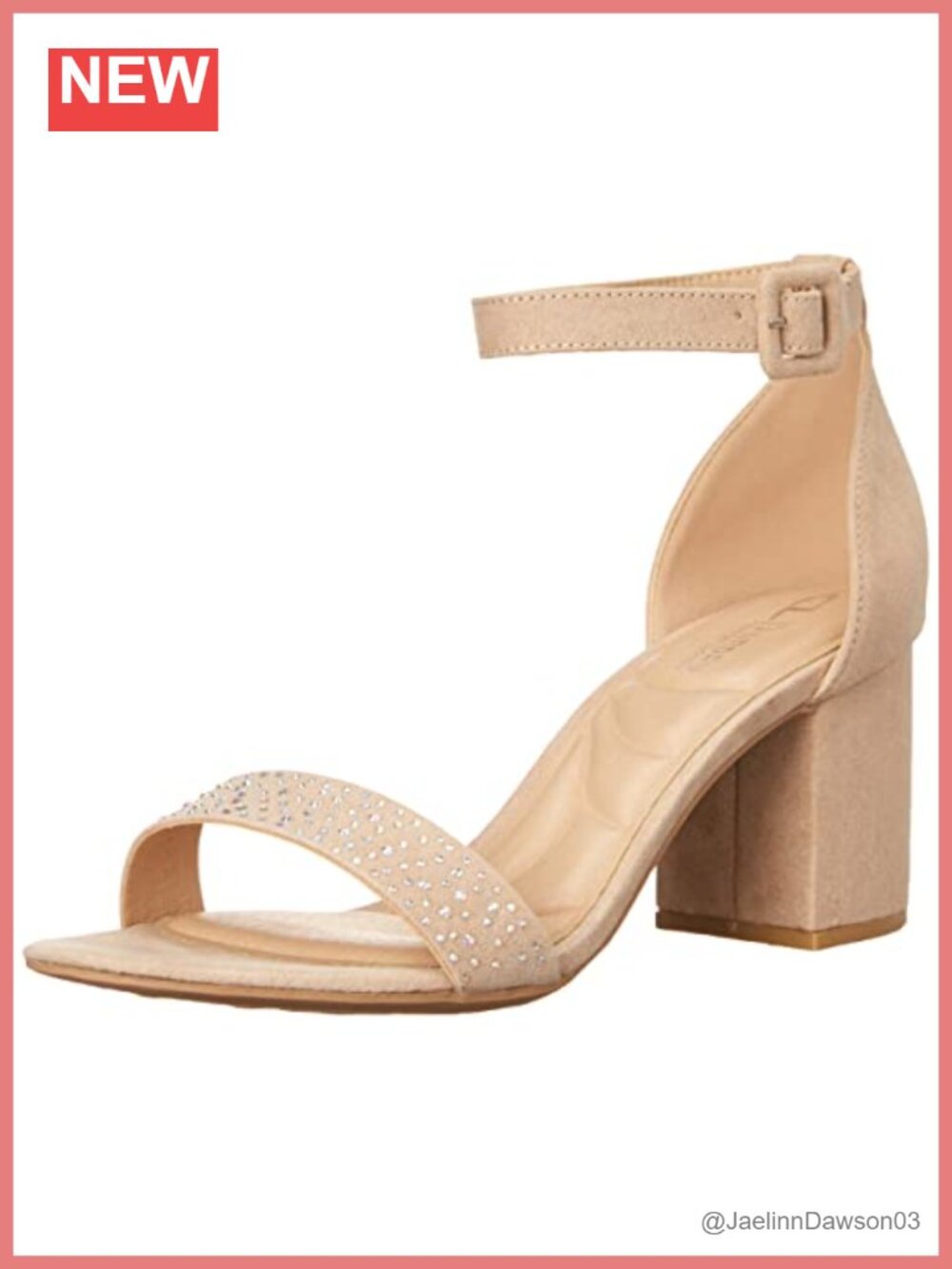 Faux Leather Rhinestone Block Heel Sandals Women's Size 7 Open Toe Ankle Strap
